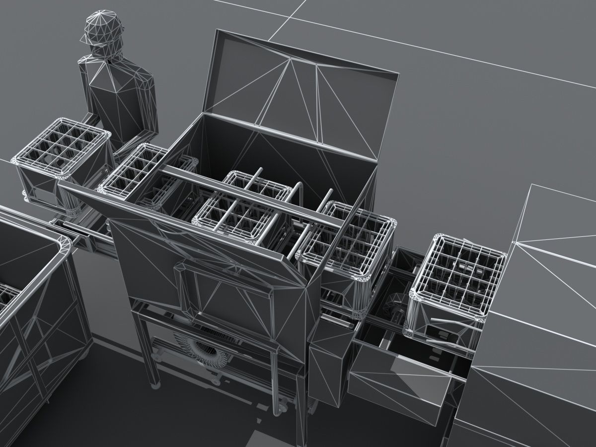 Industrial Equipment 8-Box Washing Machines Automatic 3D model_22