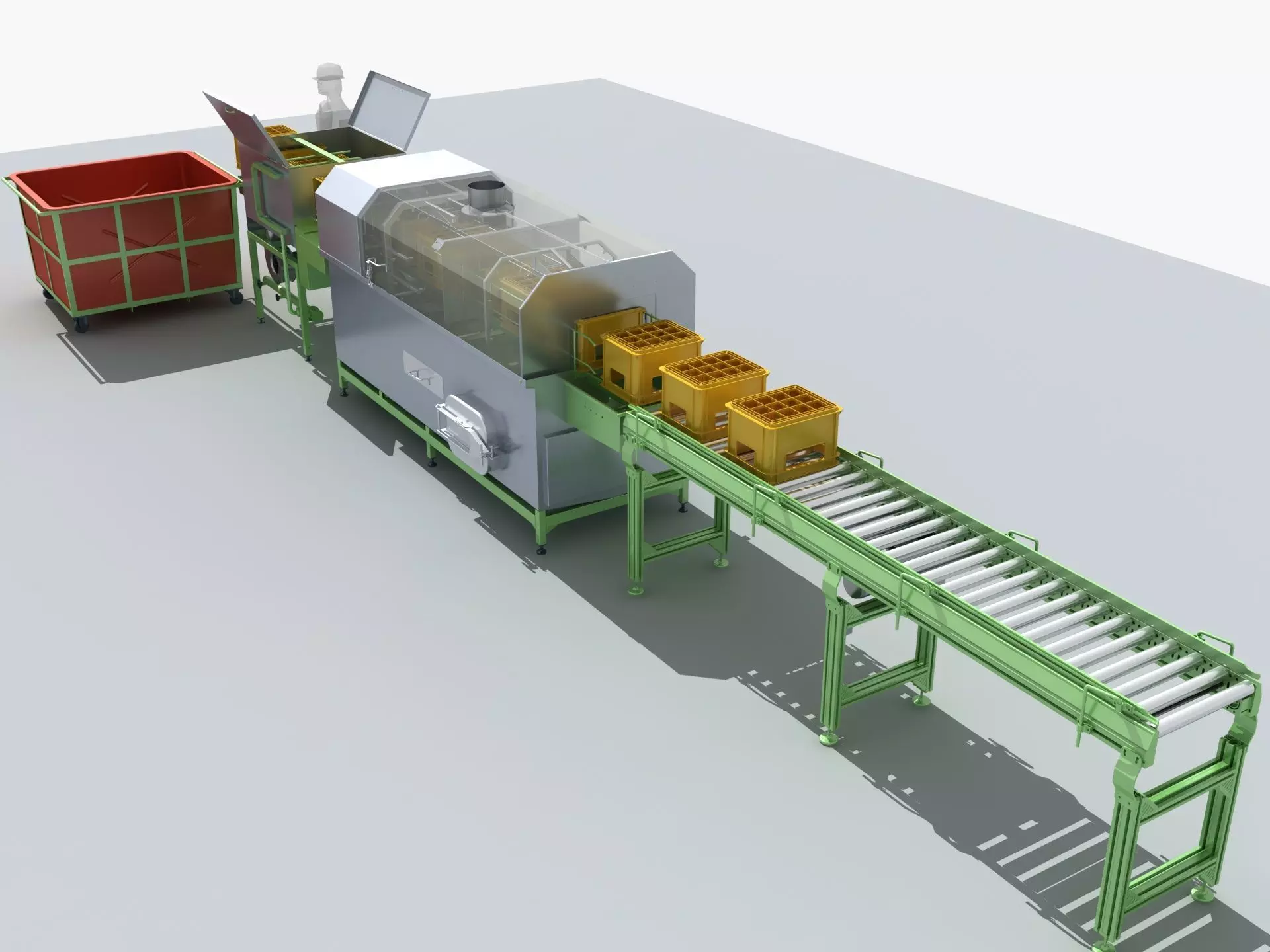 Industrial Equipment 8-Box Washing Machines Automatic 3D model_0