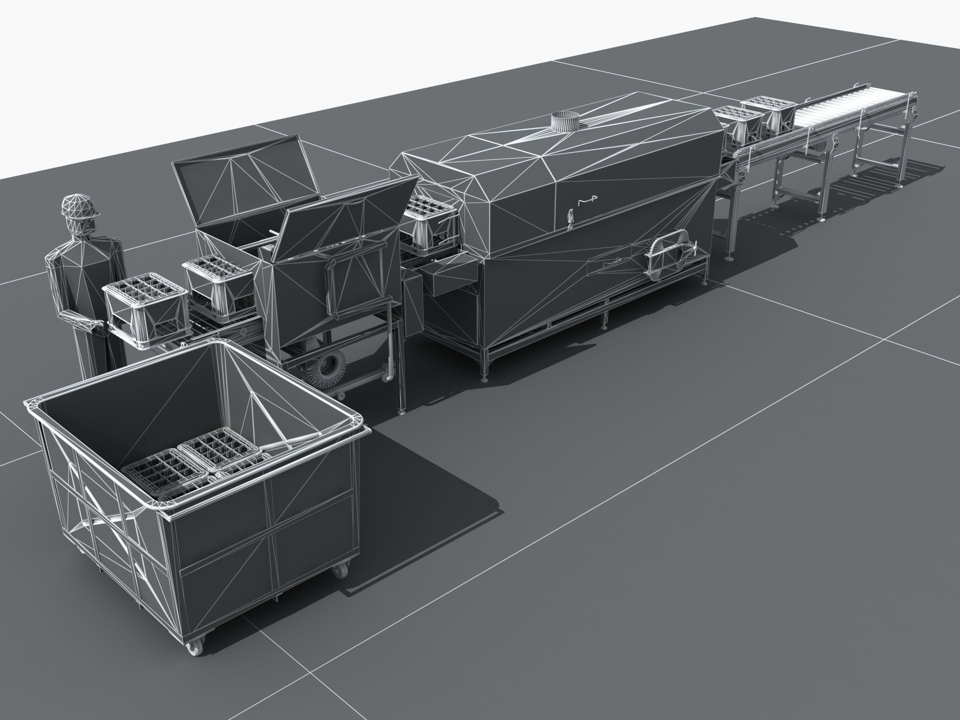 Industrial Equipment 8-Box Washing Machines Automatic 3D model_14