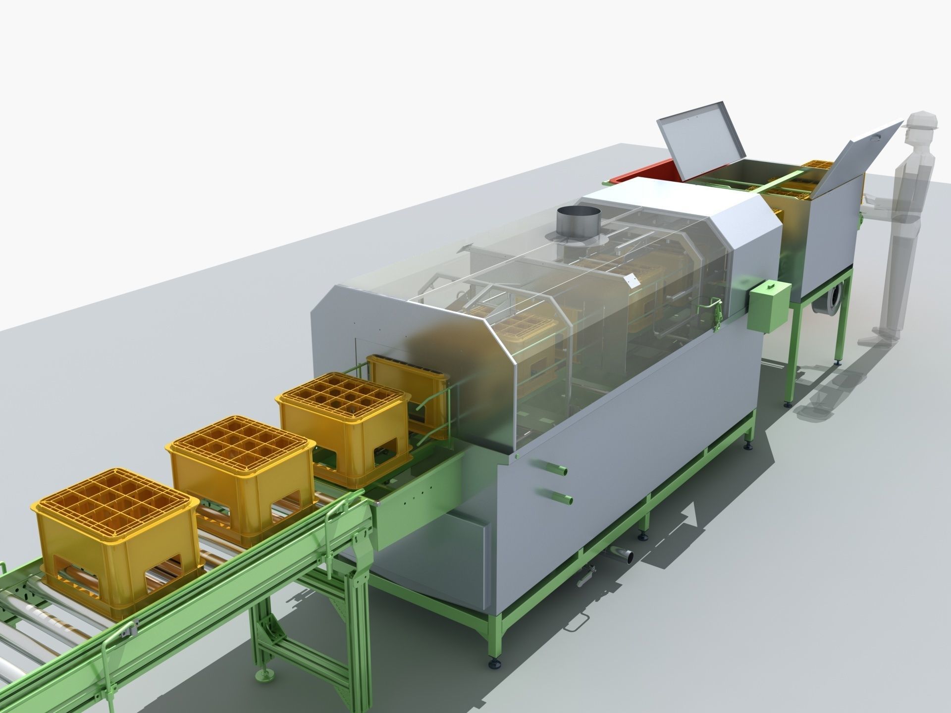 Industrial Equipment 8-Box Washing Machines Automatic 3D model_5