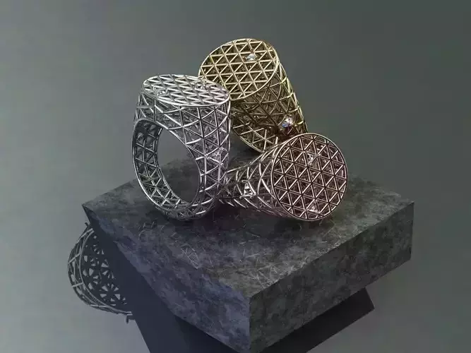 Triangle Diamond Ring R1100 3D print model