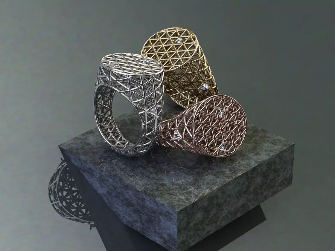 Triangle Diamond Ring R1100 3D print model_0