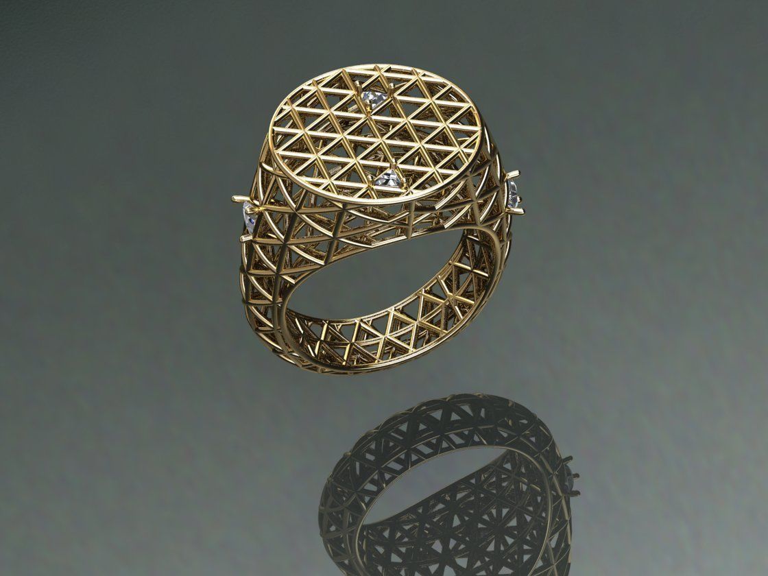 Triangle Diamond Ring R1100 3D print model_3