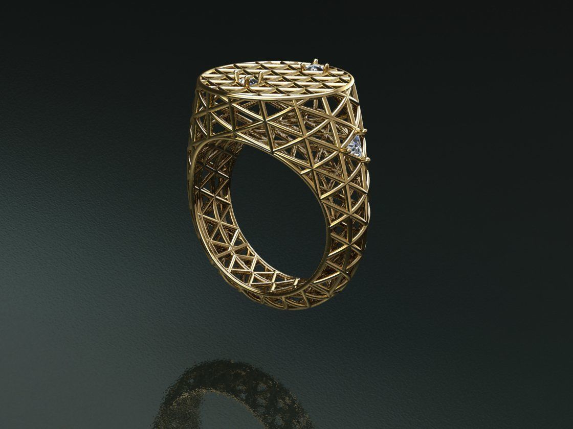 Triangle Diamond Ring R1100 3D print model_2