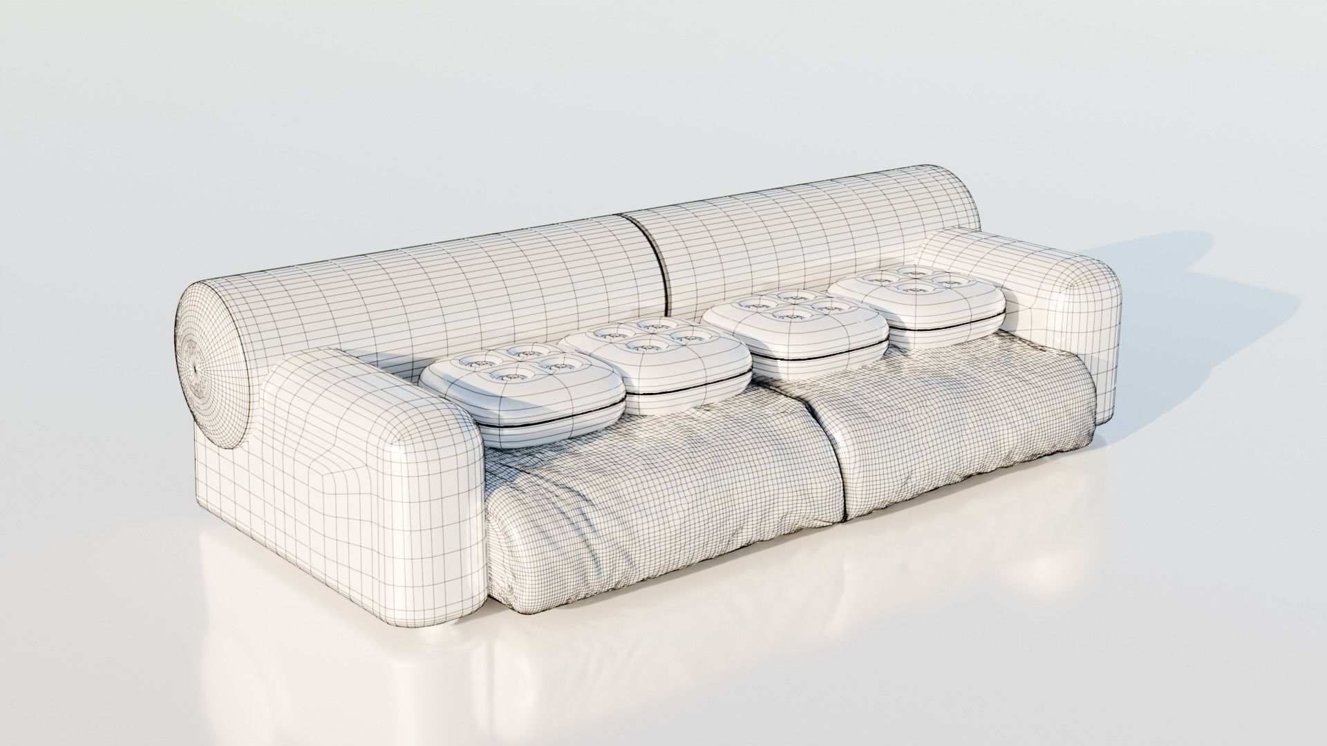 sofa blue  Low-poly 3D model_2