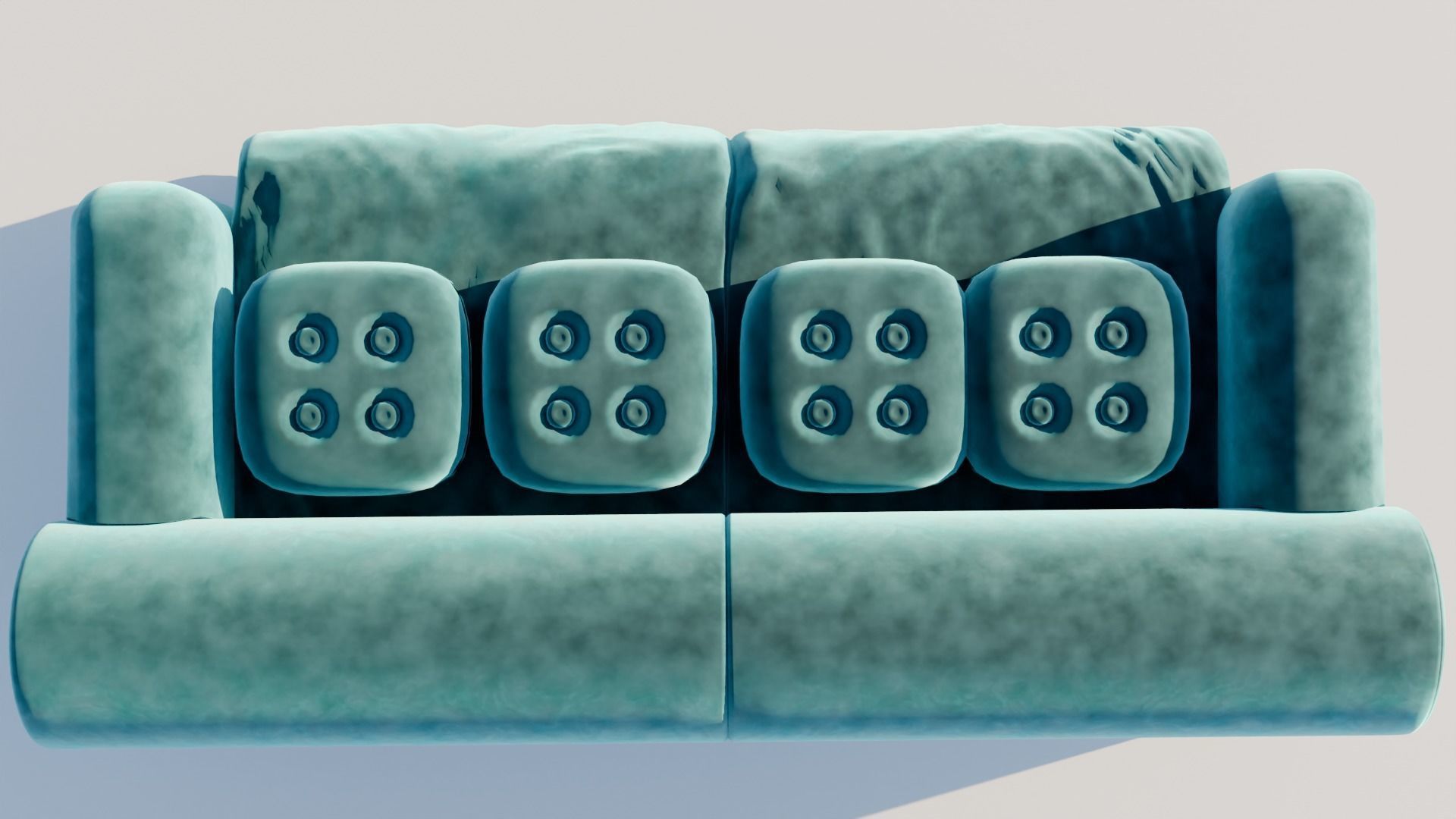 sofa blue  Low-poly 3D model_3