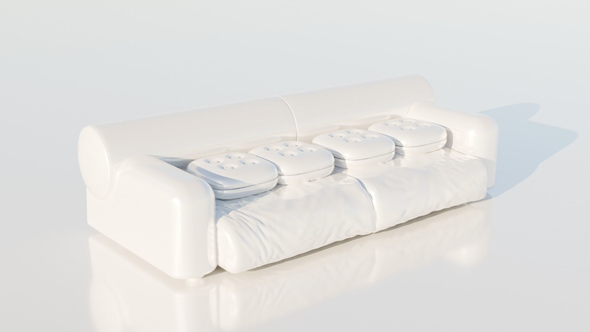 sofa blue  Low-poly 3D model_1