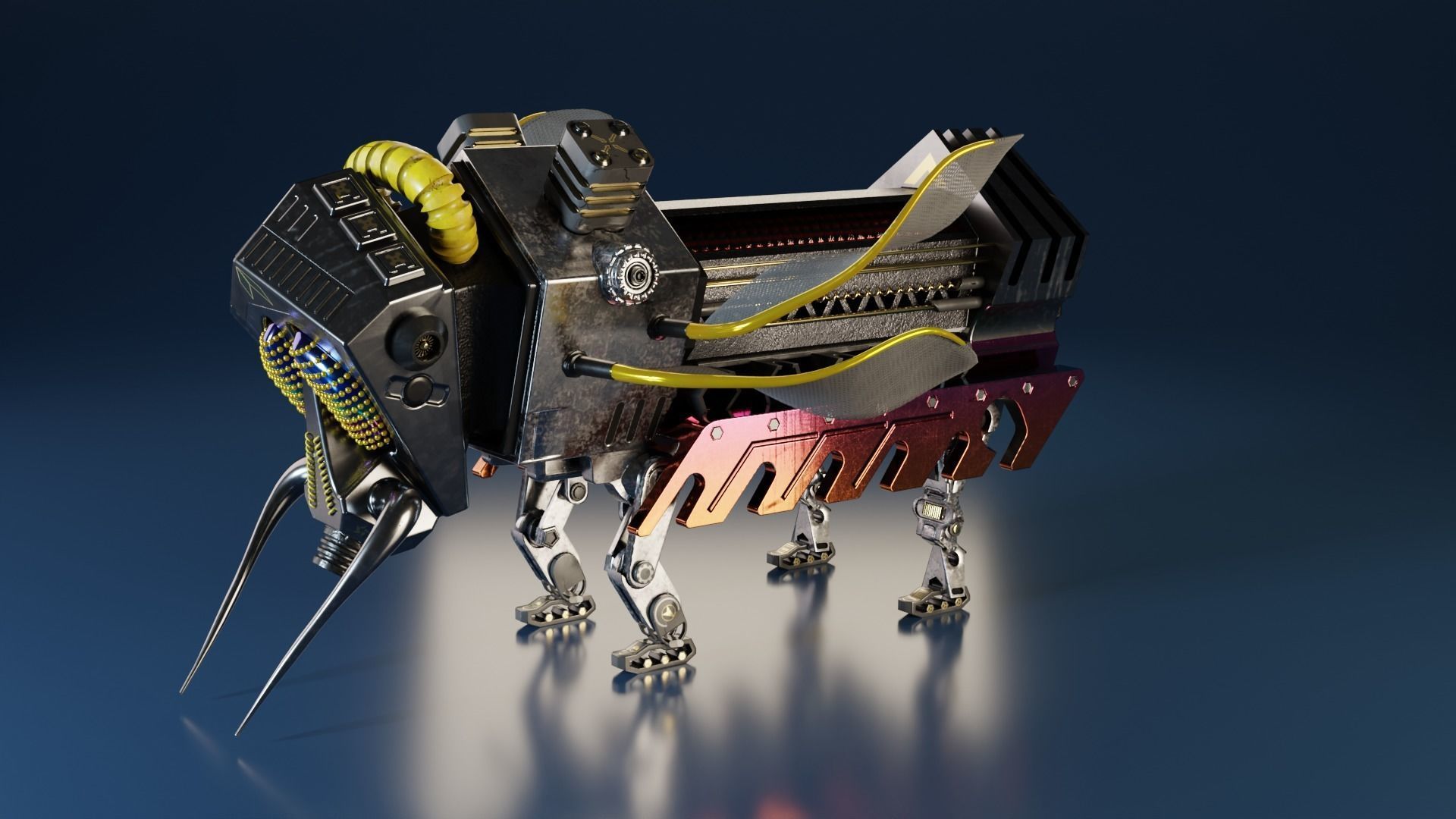 Robot insect Low-poly 3D model_1