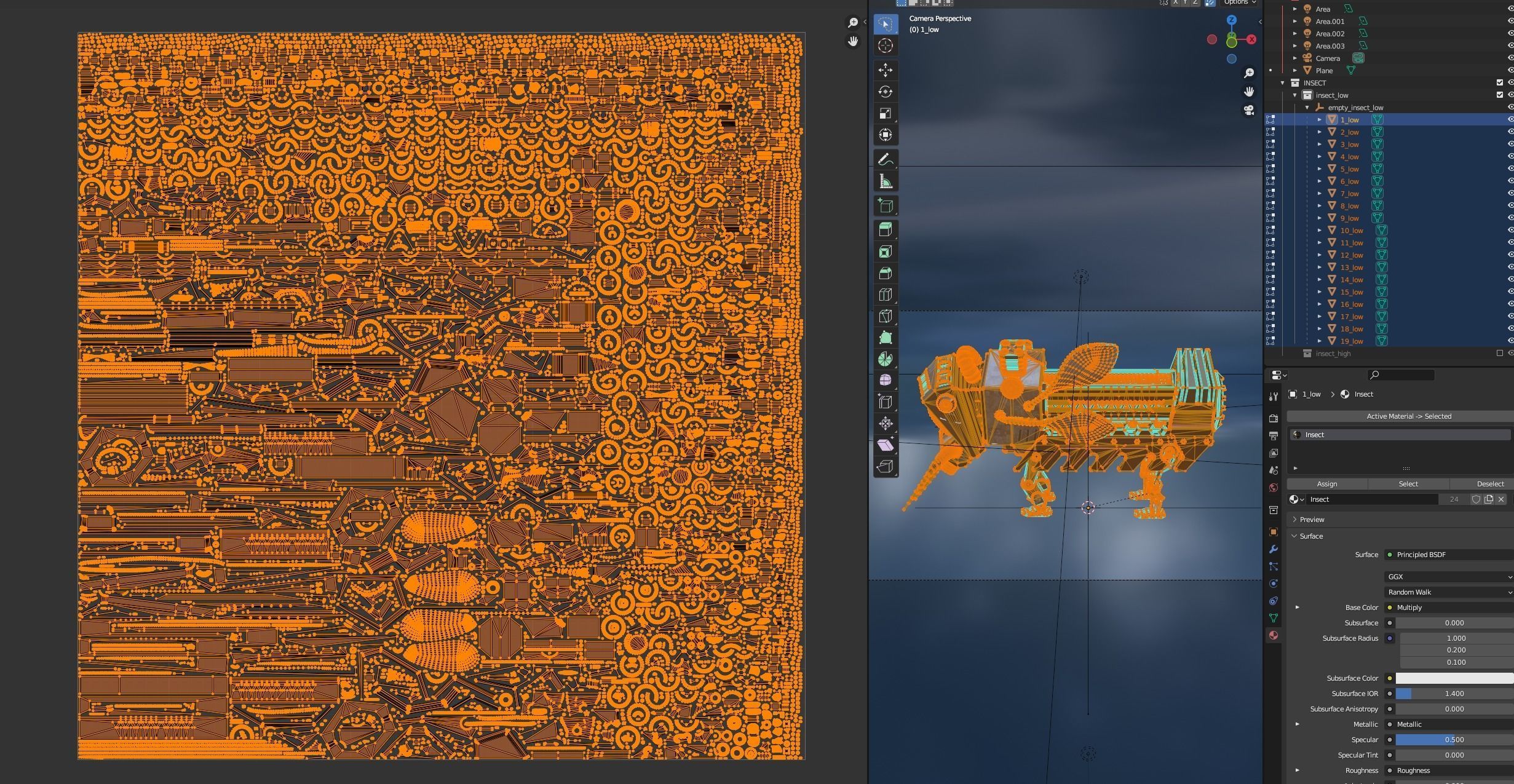Robot insect Low-poly 3D model_9