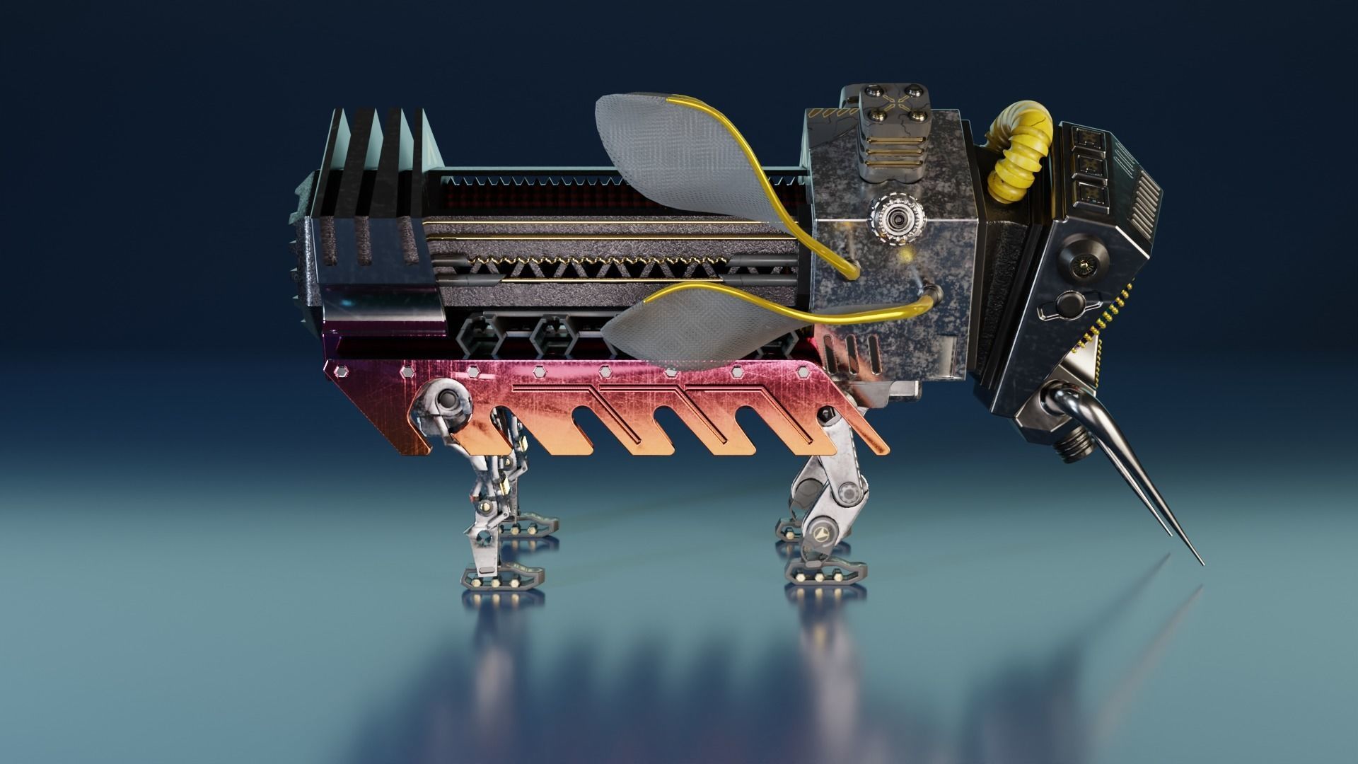 Robot insect Low-poly 3D model_3