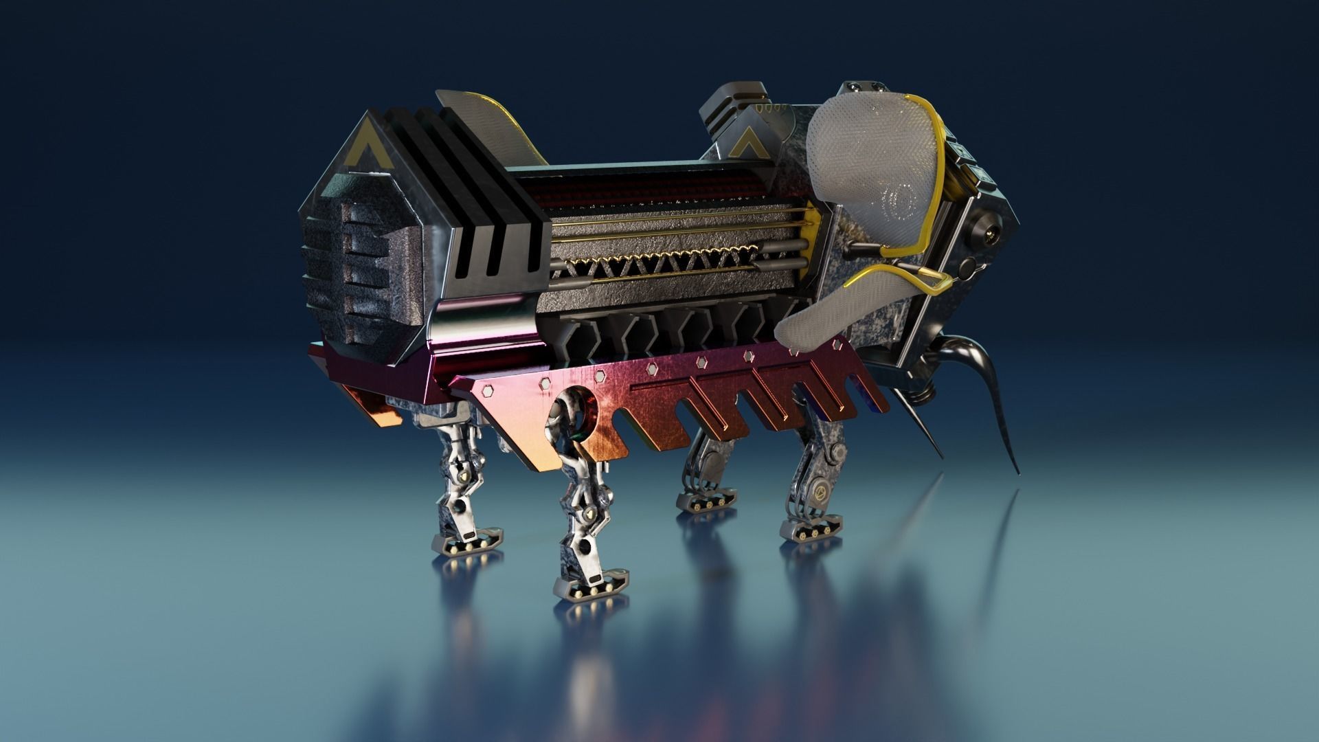 Robot insect Low-poly 3D model_4