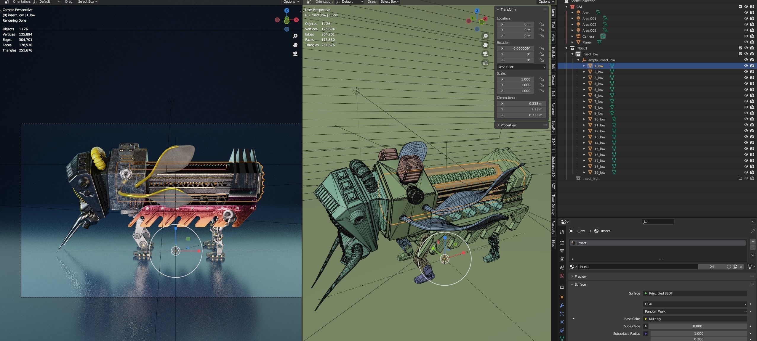 Robot insect Low-poly 3D model_10