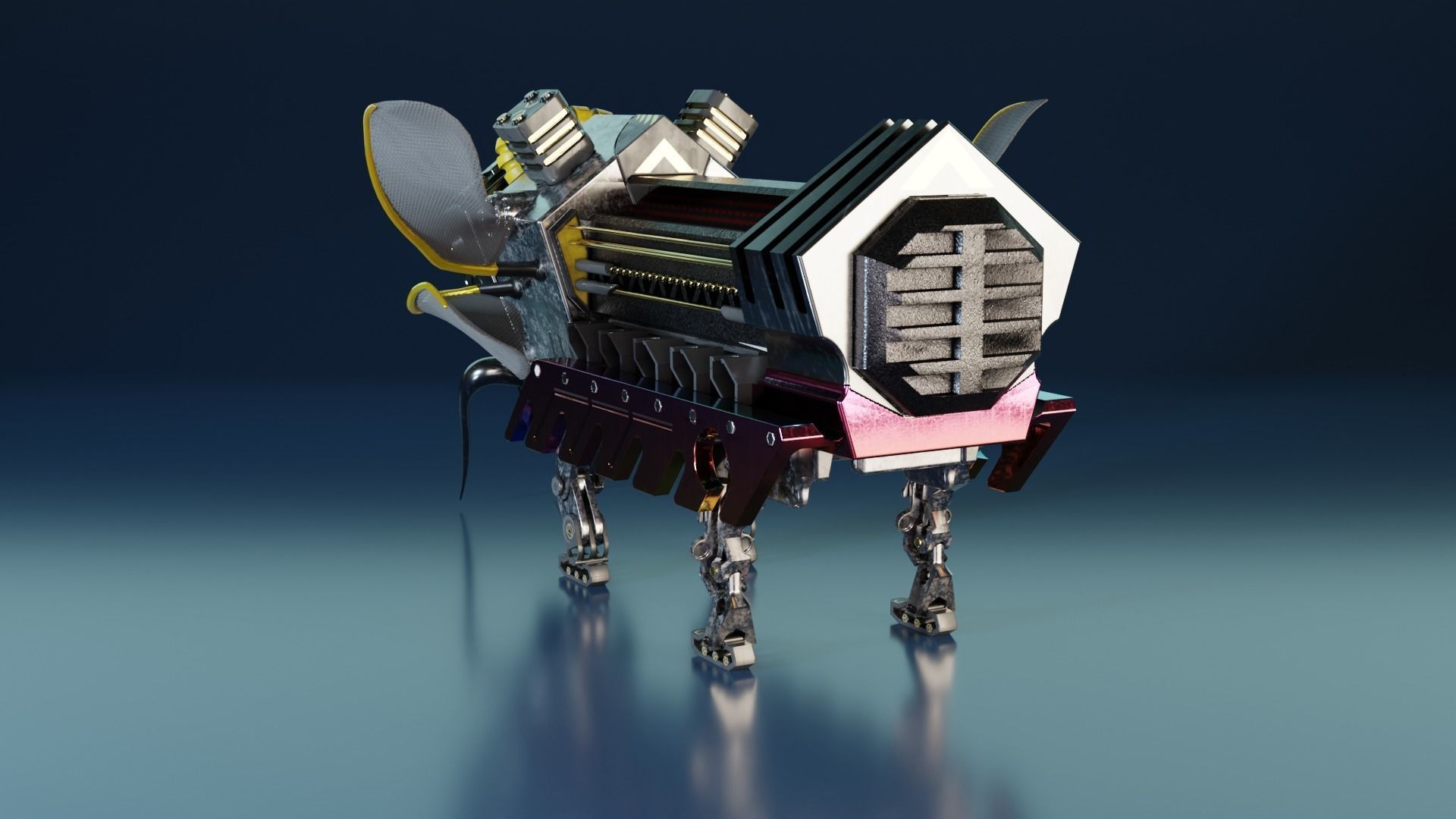 Robot insect Low-poly 3D model_5