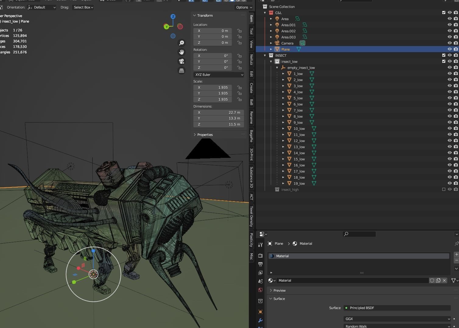 Robot insect Low-poly 3D model_11
