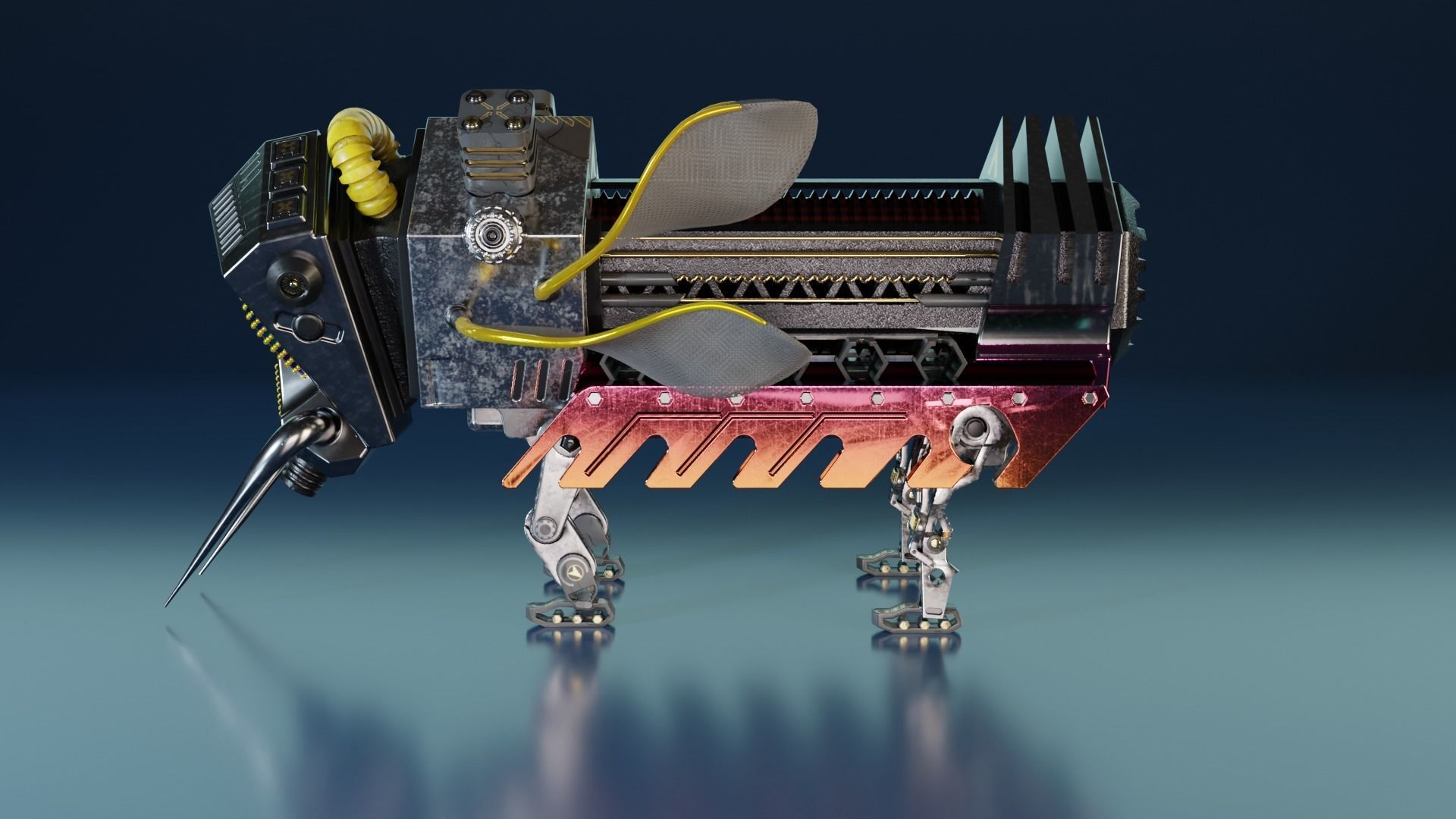 Robot insect Low-poly 3D model_6