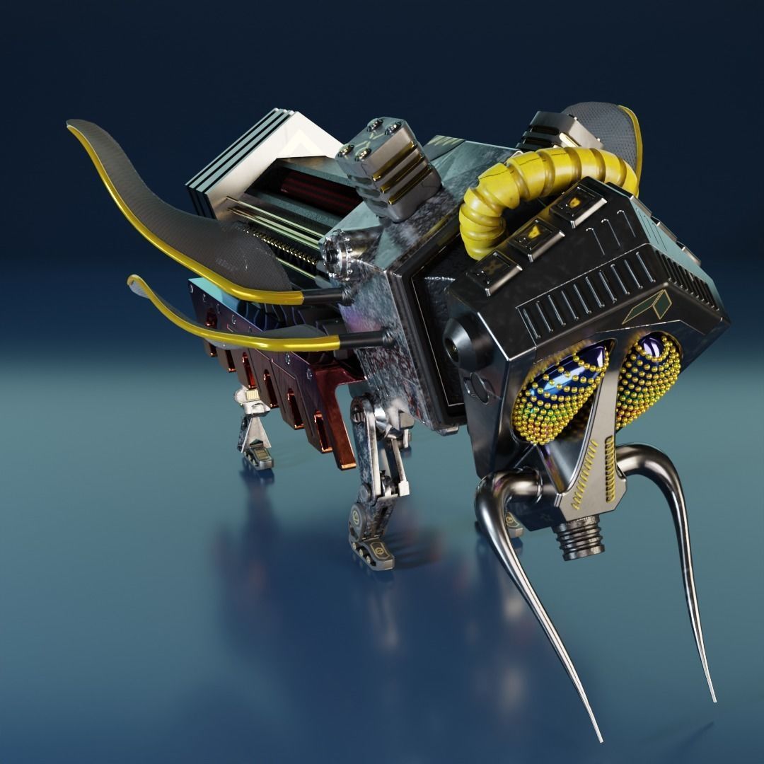 Robot insect Low-poly 3D model_8