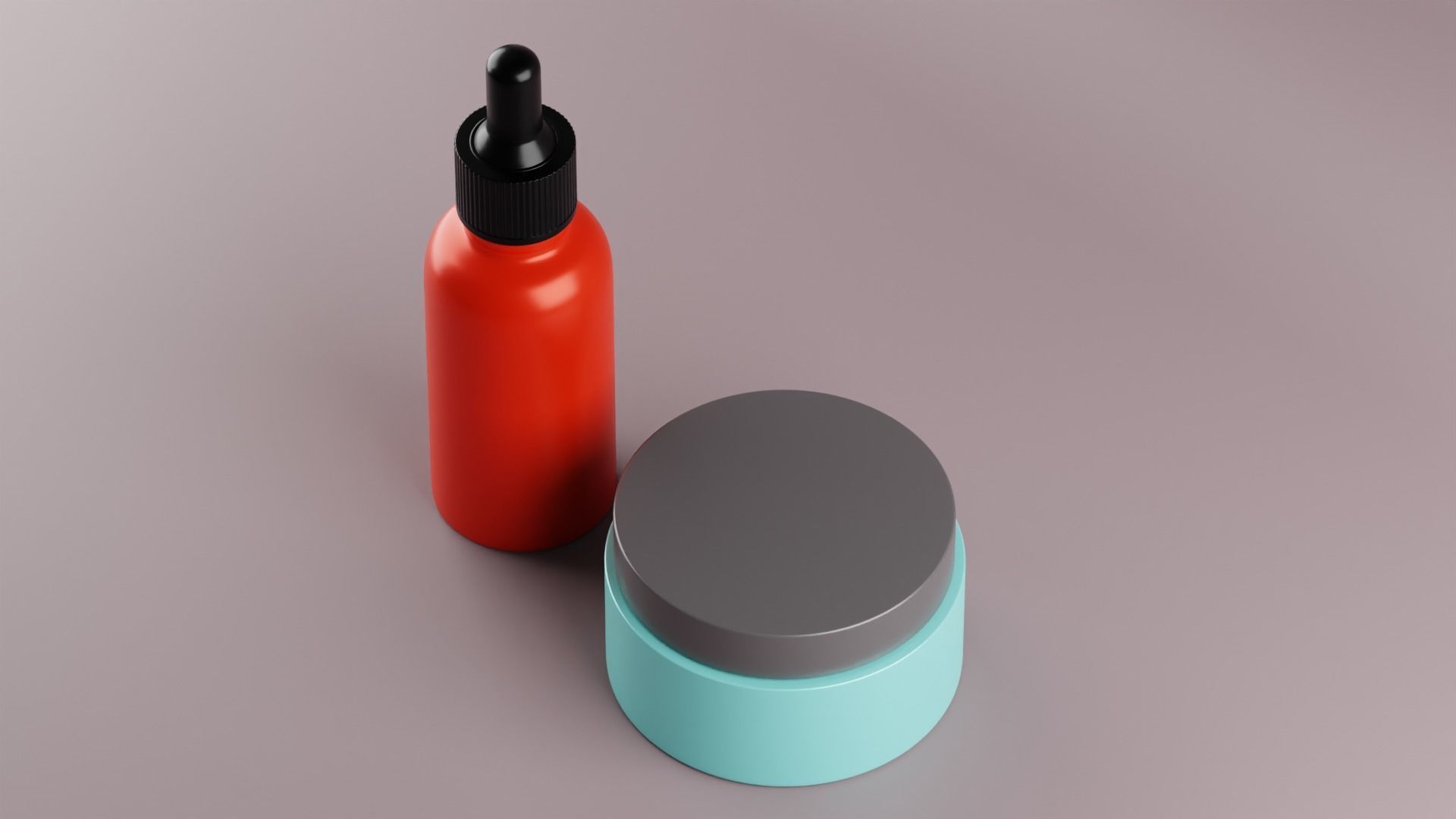 Dropper bottle and Cosmetic jar 3D model_2