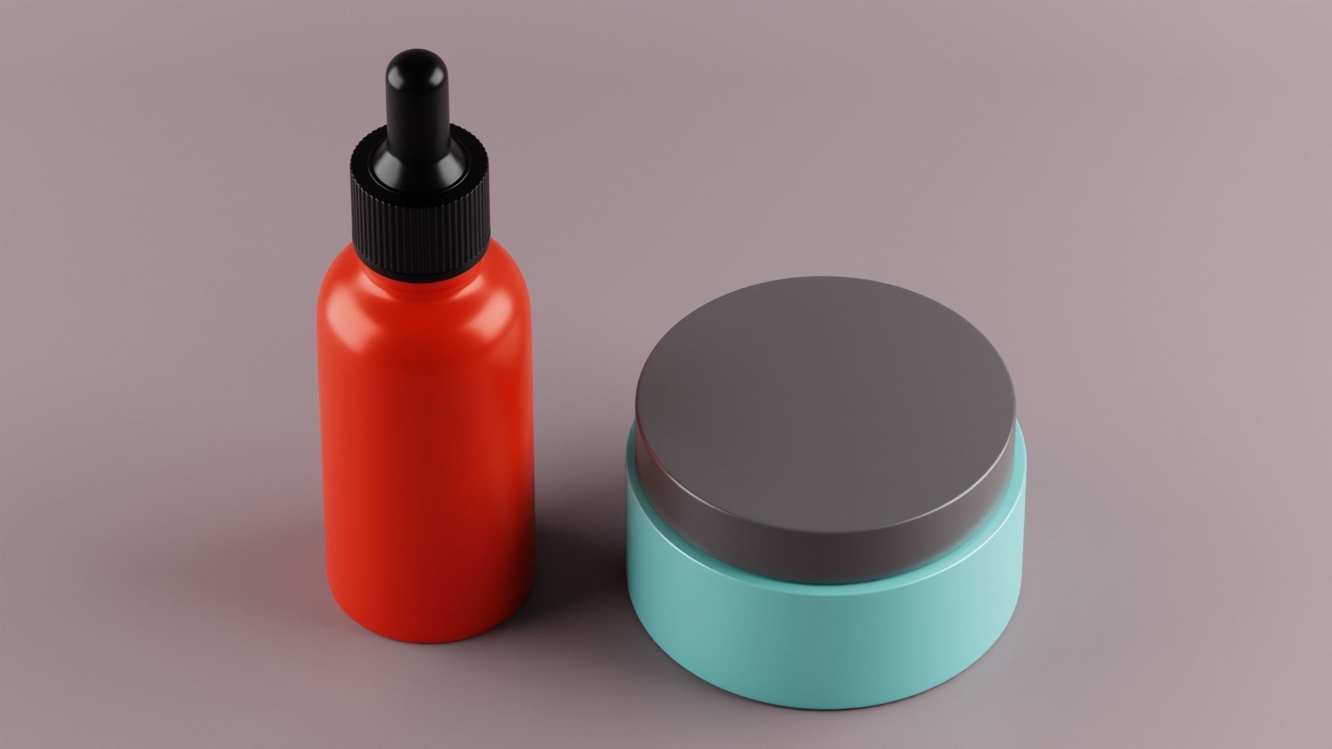 Dropper bottle and Cosmetic jar 3D model_1