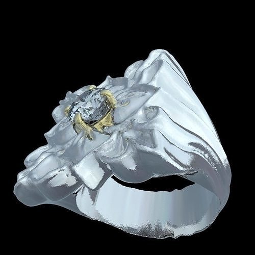 flower signet ring gem 5 mm 3D print model