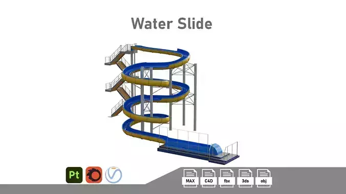 Water Slide 04 Low-poly 3D model
