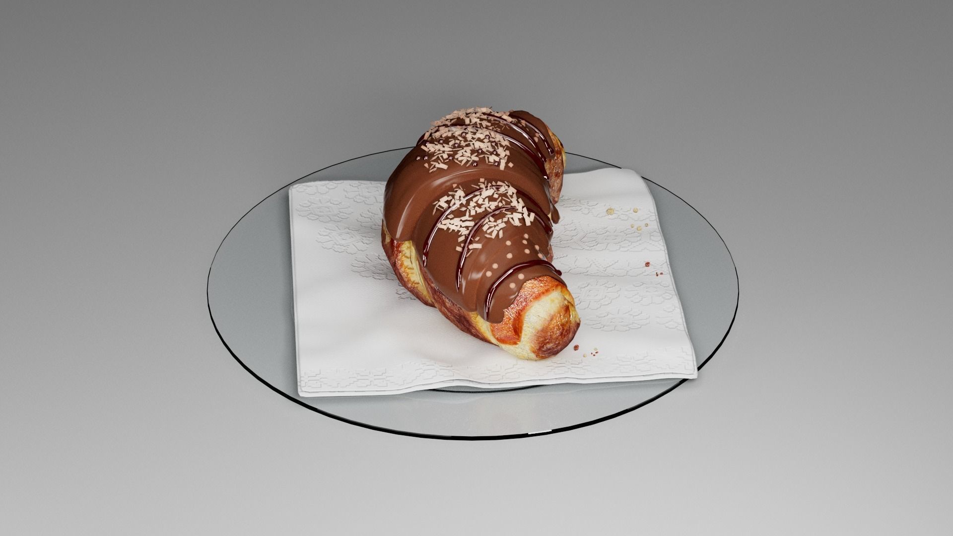 Croissant sweet chocolate 3D model_5
