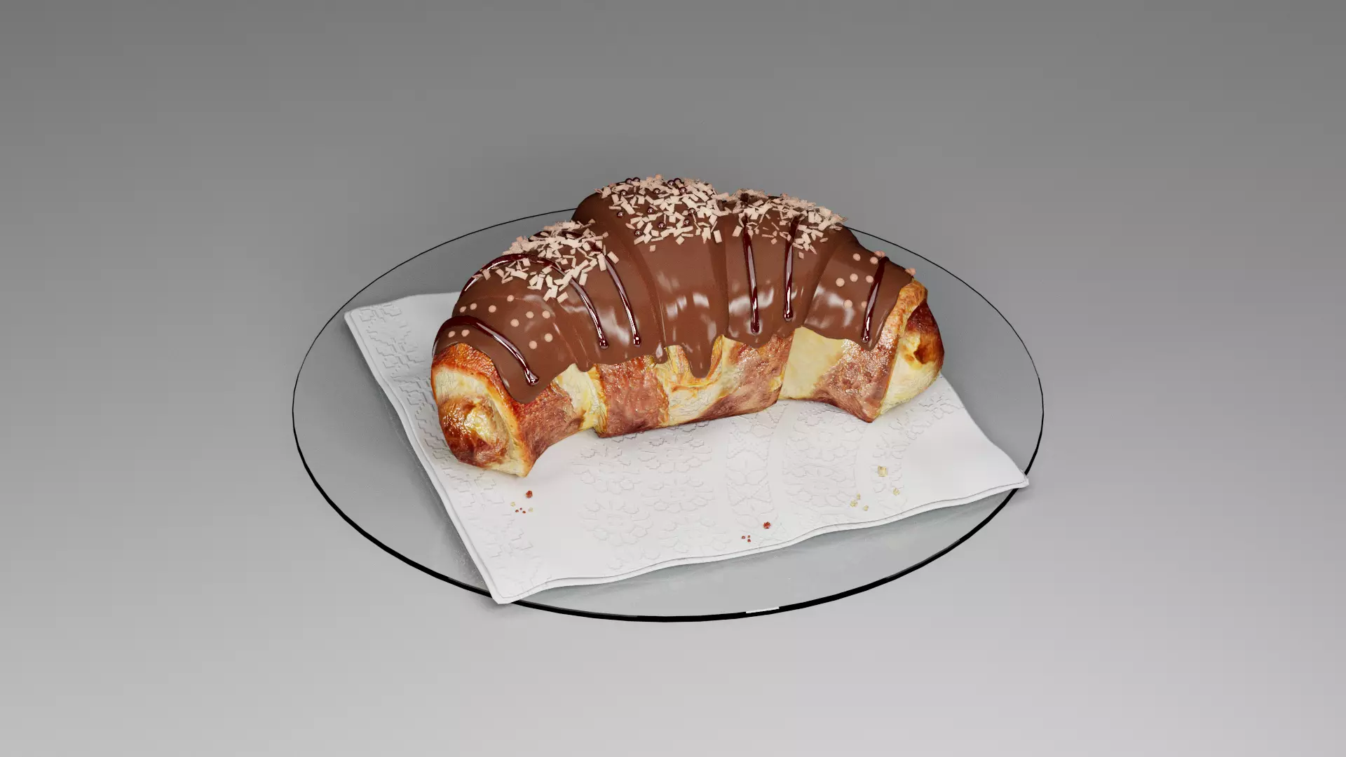 Croissant sweet chocolate 3D model_0