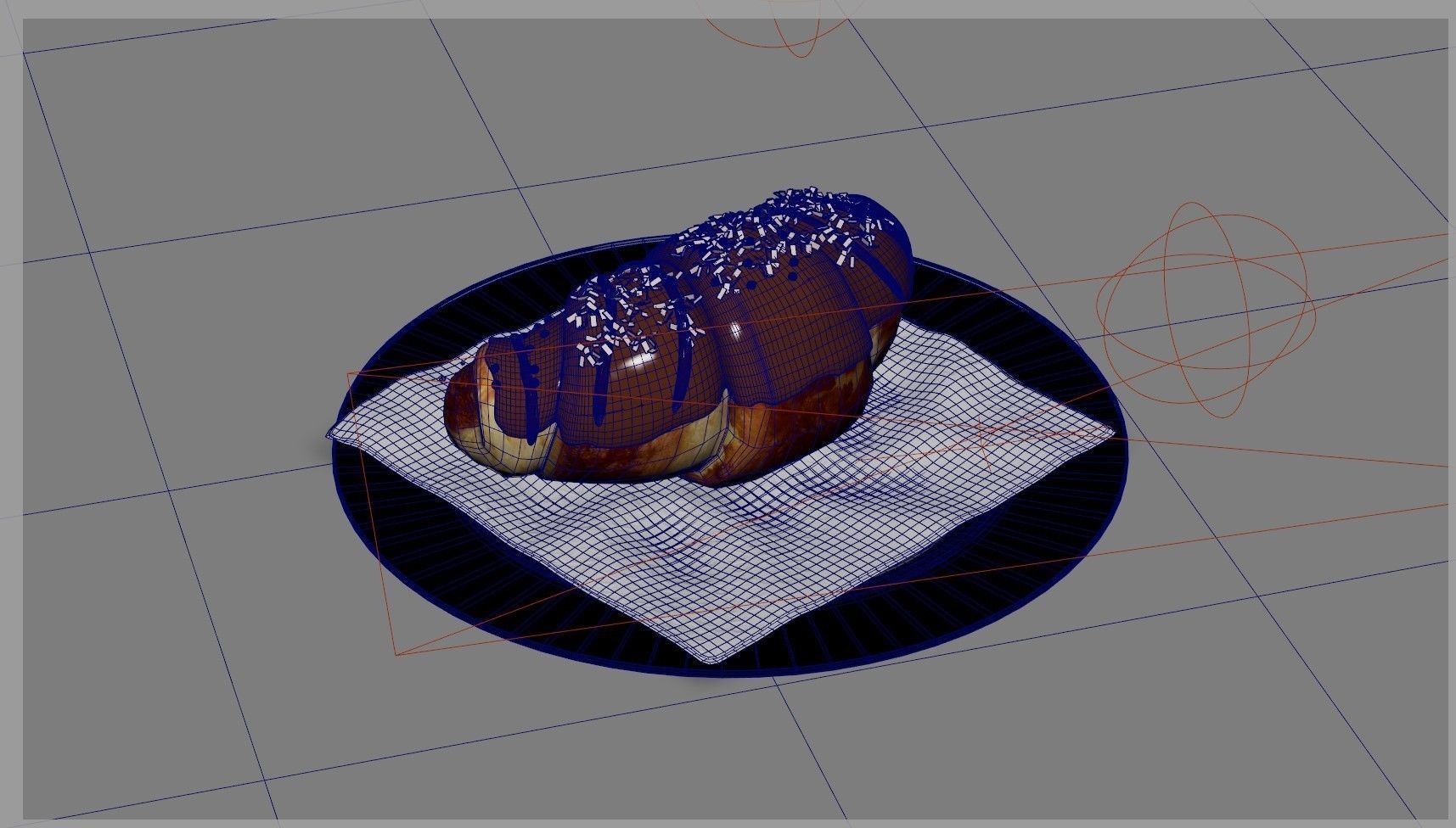 Croissant sweet chocolate 3D model_20