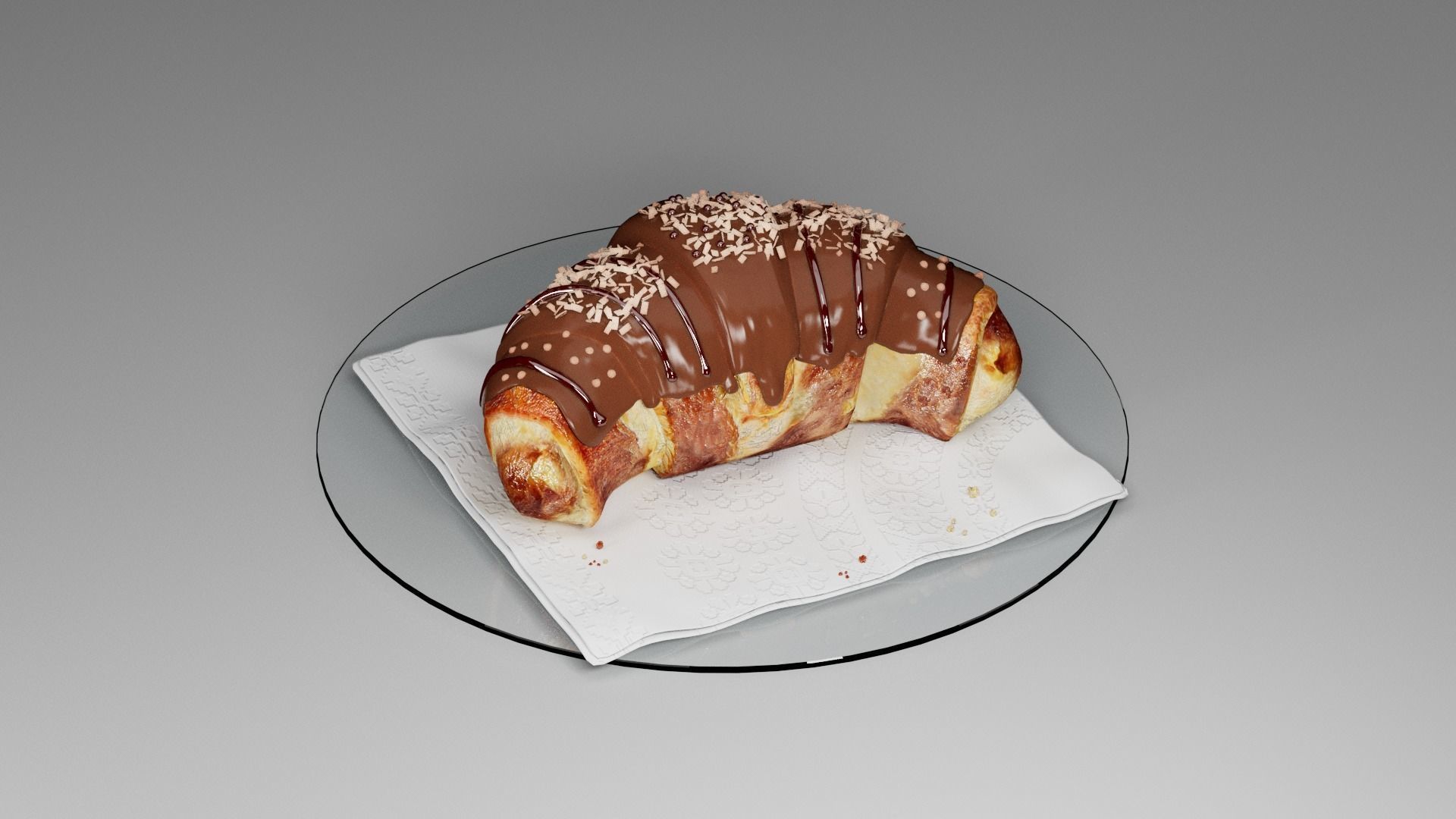 Croissant sweet chocolate 3D model_1