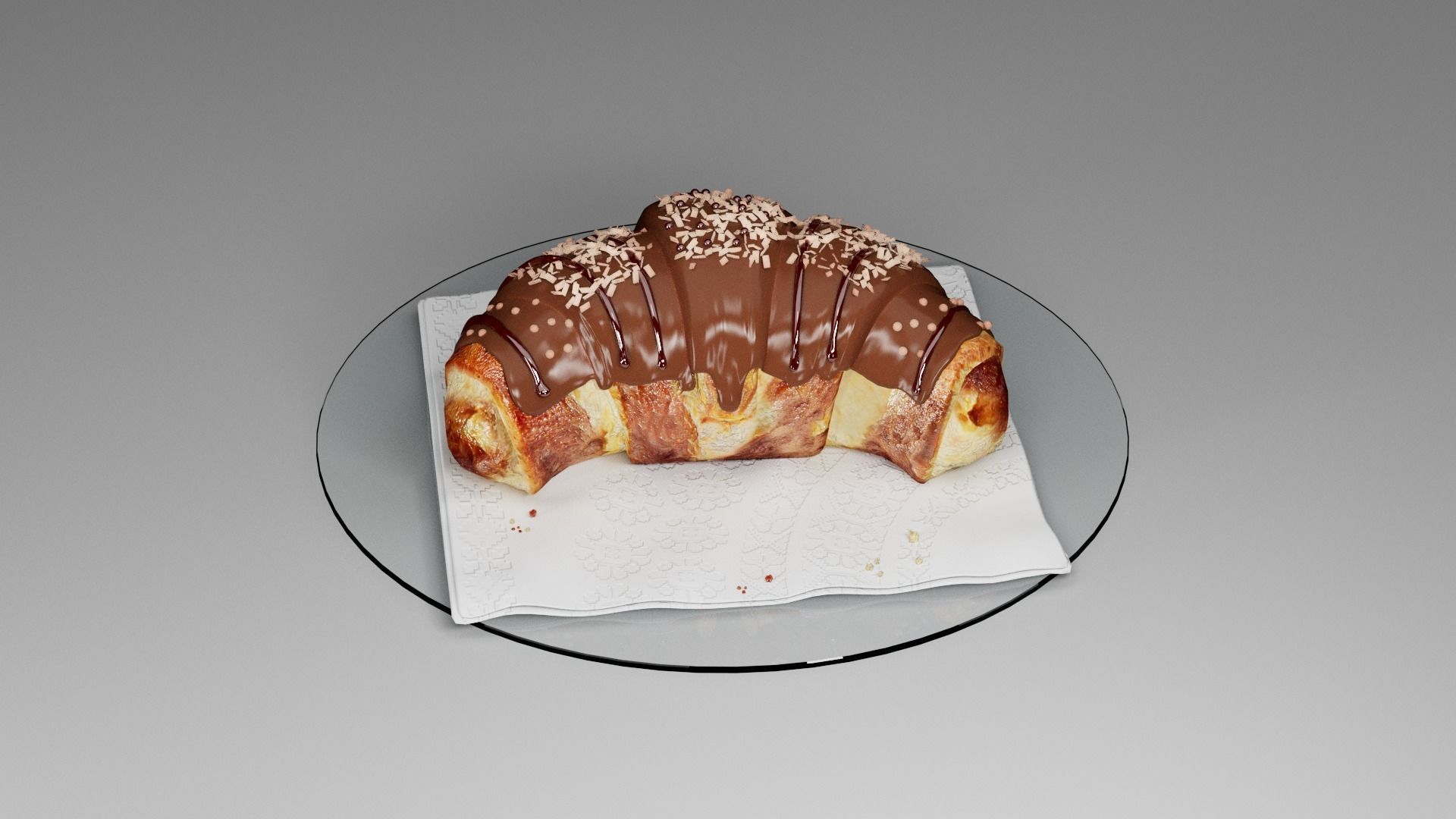 Croissant sweet chocolate 3D model_17
