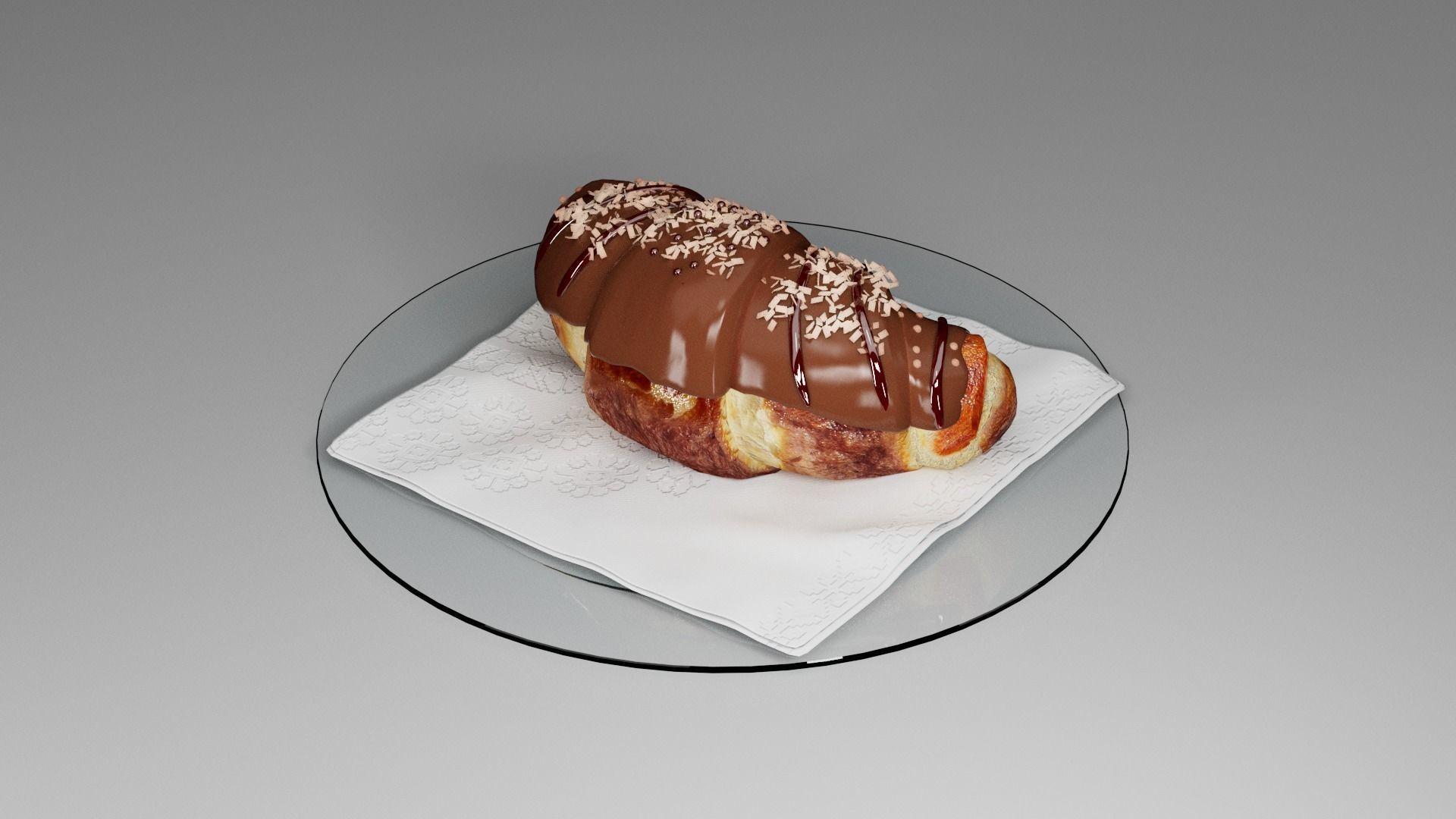 Croissant sweet chocolate 3D model_7