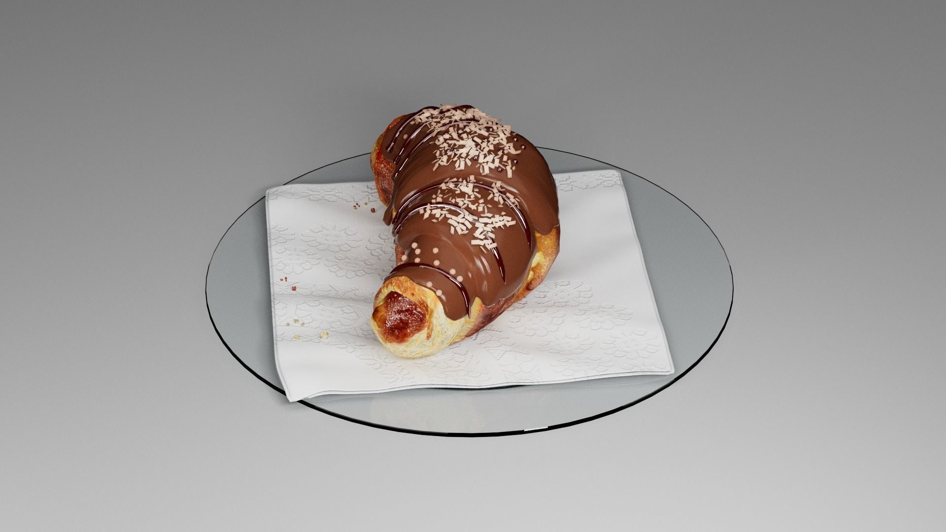 Croissant sweet chocolate 3D model_12