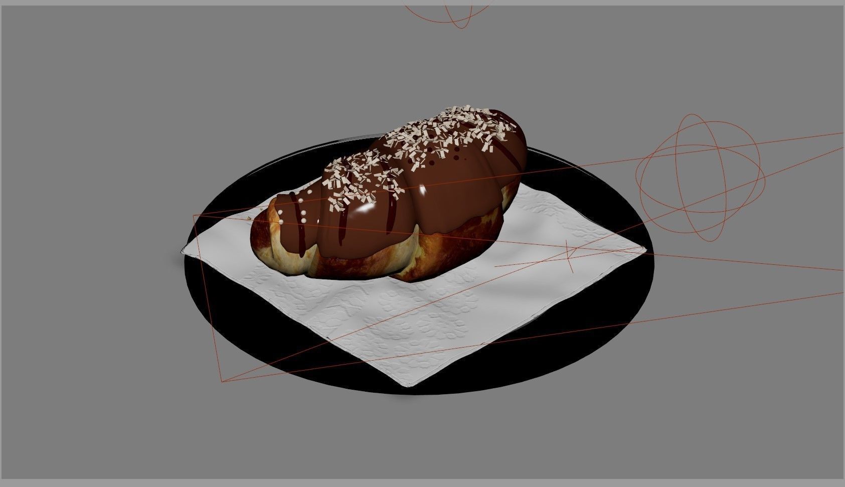 Croissant sweet chocolate 3D model_21