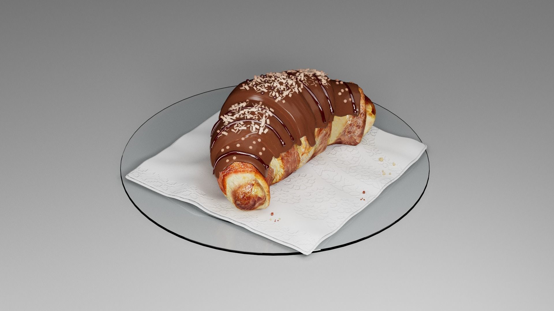 Croissant sweet chocolate 3D model_3