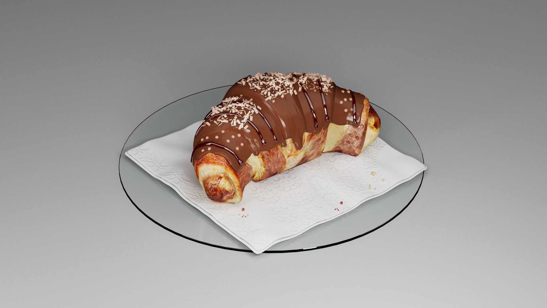 Croissant sweet chocolate 3D model_2