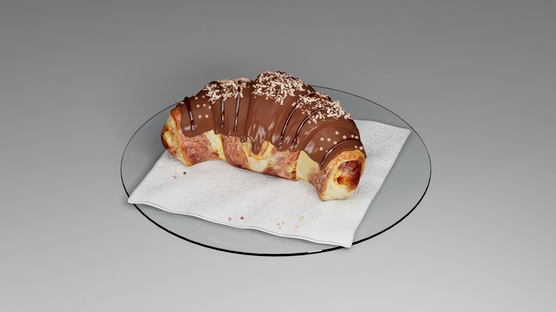 Croissant sweet chocolate 3D model_15