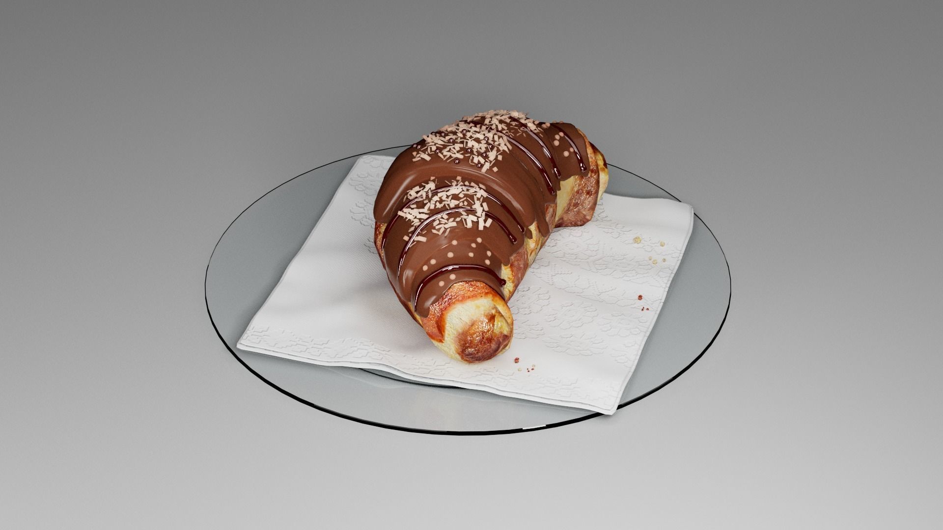Croissant sweet chocolate 3D model_4