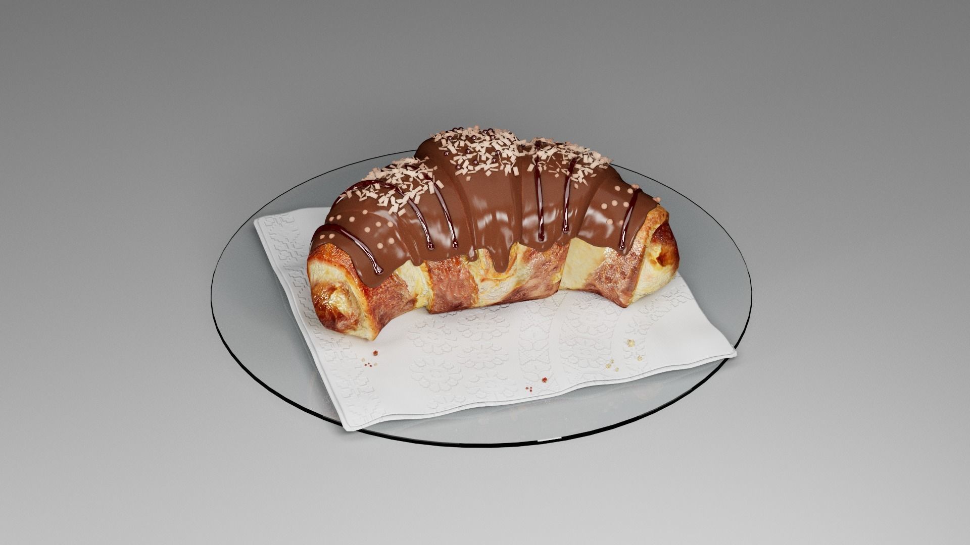 Croissant sweet chocolate 3D model_19