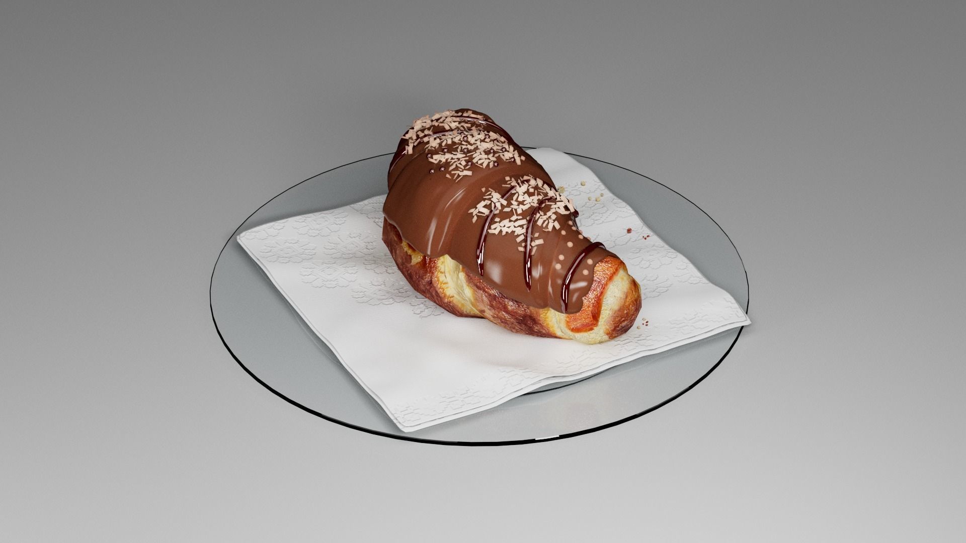 Croissant sweet chocolate 3D model_6