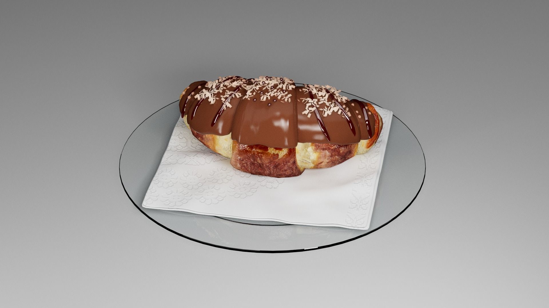 Croissant sweet chocolate 3D model_8