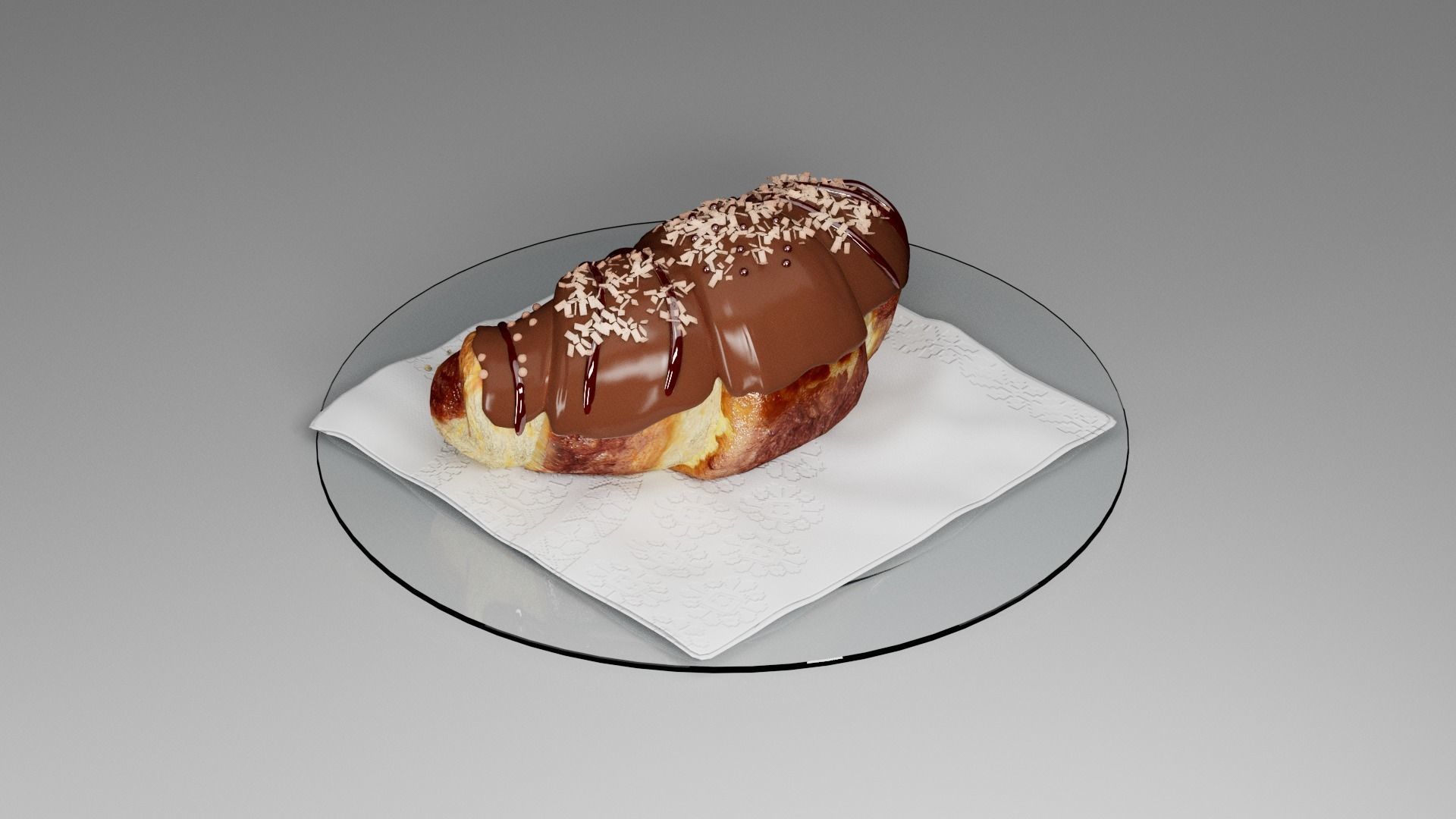 Croissant sweet chocolate 3D model_10