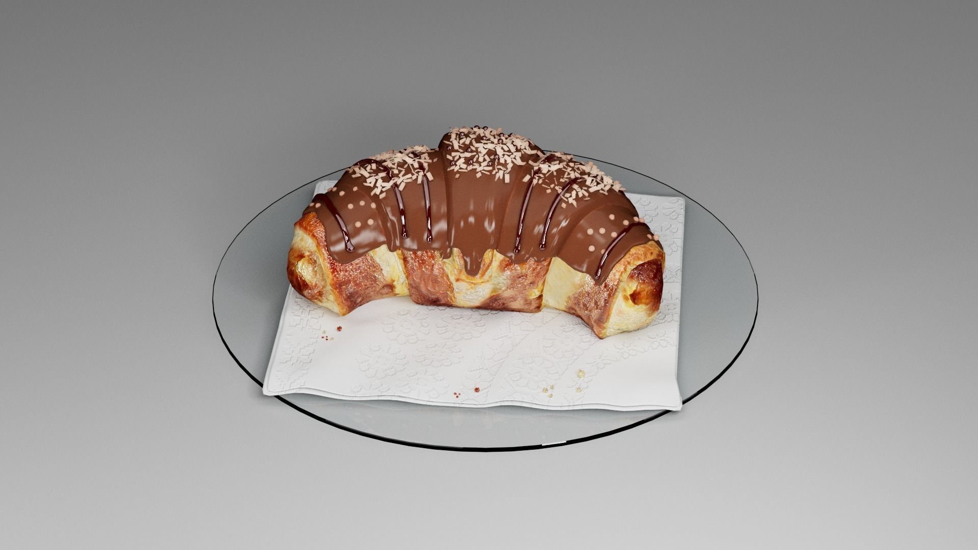 Croissant sweet chocolate 3D model_16