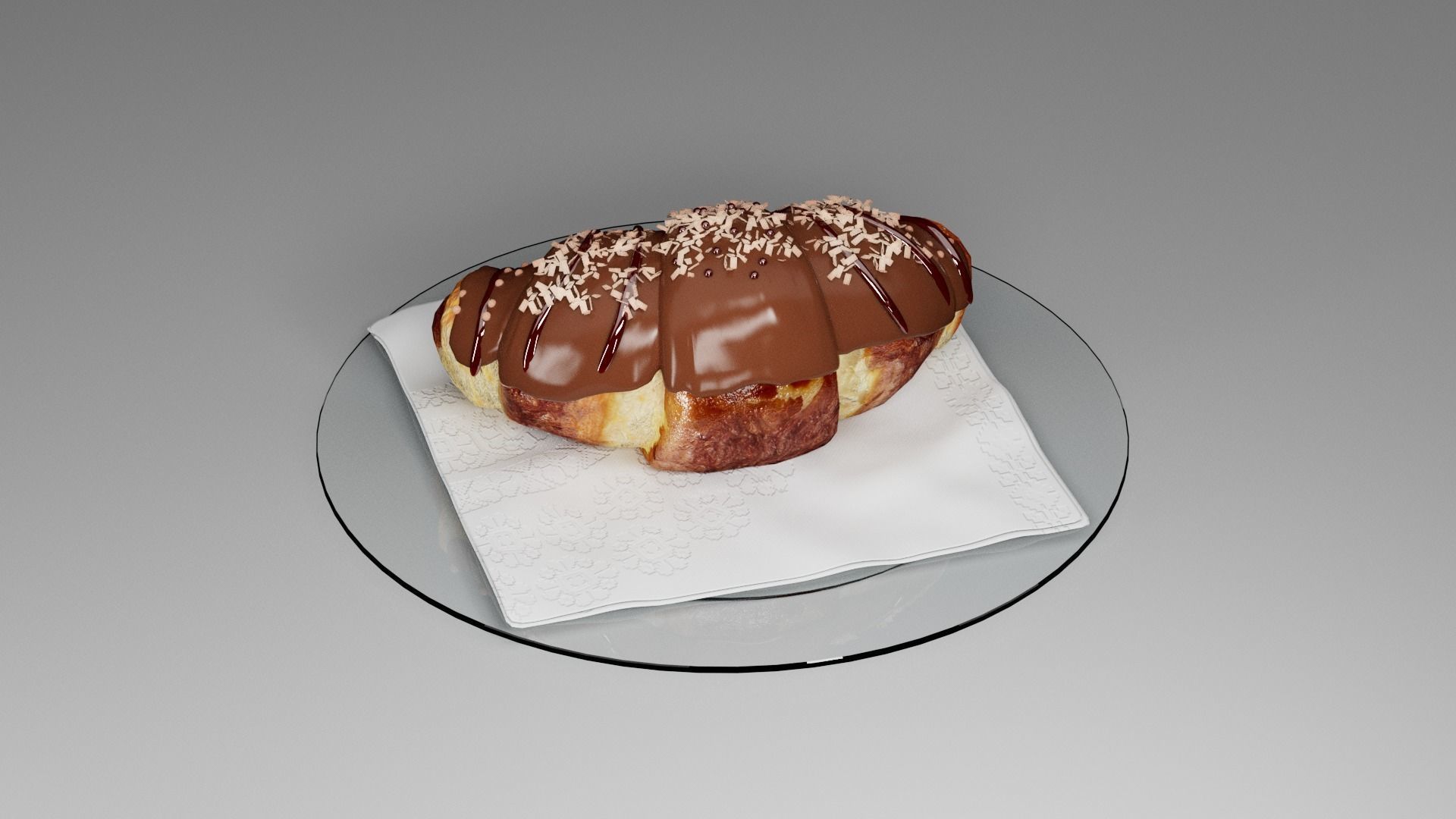 Croissant sweet chocolate 3D model_9