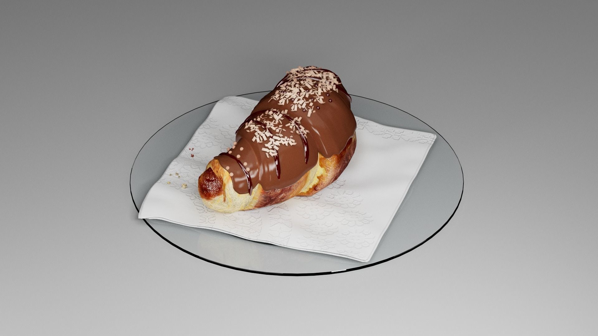Croissant sweet chocolate 3D model_11