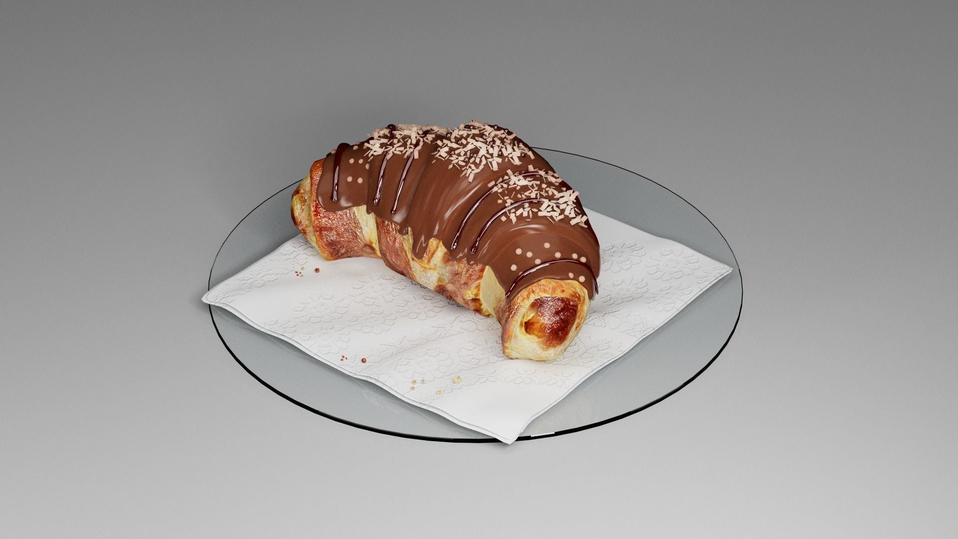 Croissant sweet chocolate 3D model_14