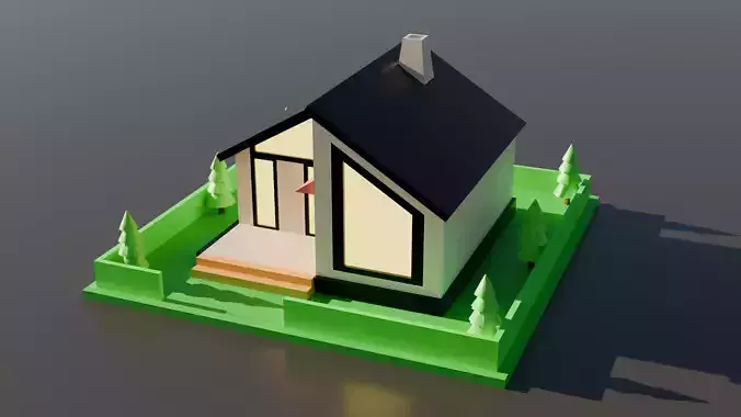 Low poly Modern House 001