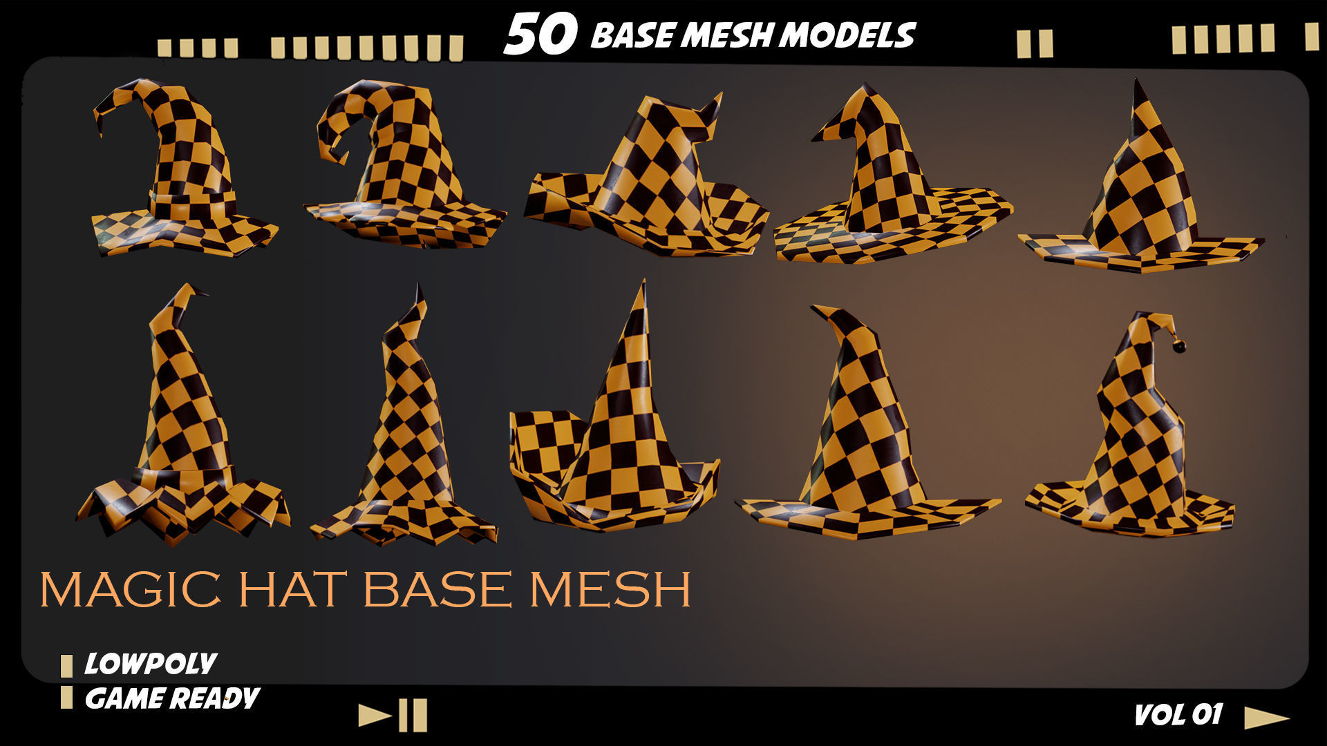 witch hat Low-poly 3D model_9