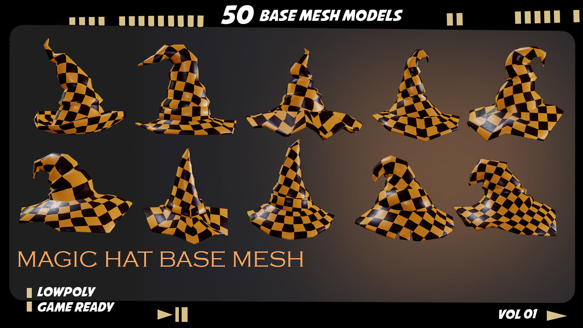 witch hat Low-poly 3D model_8