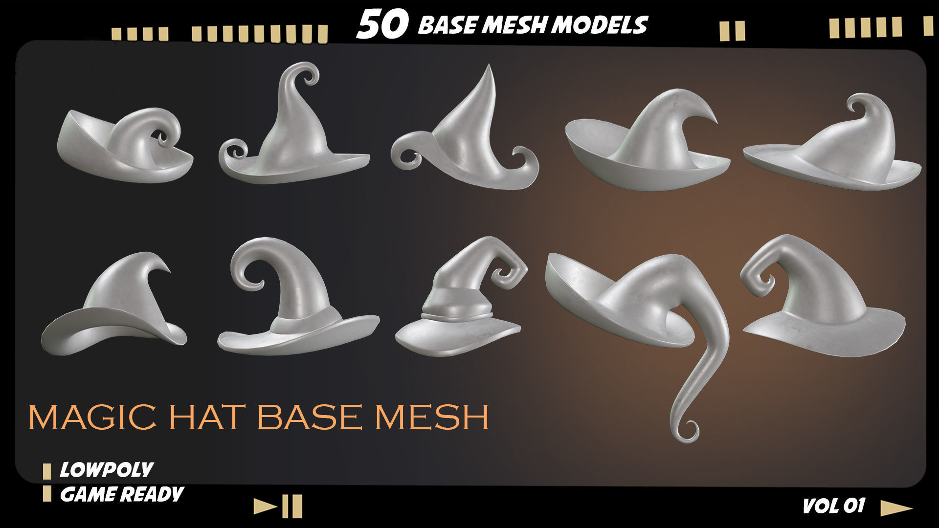 witch hat Low-poly 3D model_5