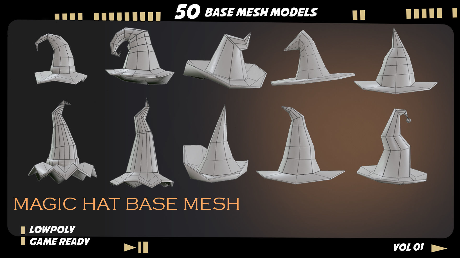 witch hat Low-poly 3D model_14