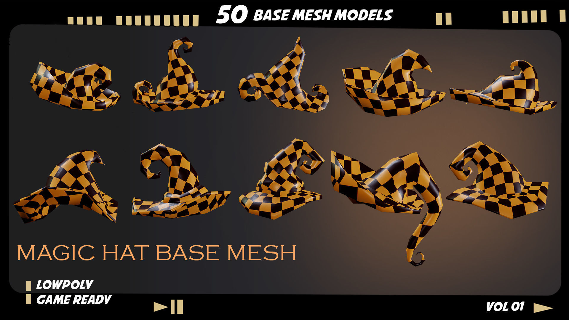 witch hat Low-poly 3D model_11